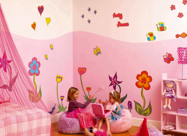 Sabine Design - sabine-design - Decoration enfants - Adhesifs muraux -  Stickers decoration autocollant géant chambre fille fleurs dansantes